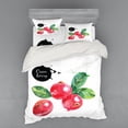 thumbnail image 1 of Ambesonne Fruit Bedding Set 4 Pcs, Aquarelle Cranberries, Queen, Dark Coral Black, 1 of 3