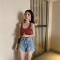 thumbnail image 6 of Outdoor Beach Vacation Sweet Casual Spice Girl Women Trendy Vest Sleeveless Tank Top Short Top Backless Sling BLUE, 6 of 8