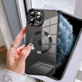 thumbnail image 4 of Magnetic Clear for iPhone 11 Pro Max Case with Camera Lens Protector [Compatible with MagSafe] Luxury Plating Bumper Soft TPU Shockproof Protective Slim Phone Cover for Women Girls-Black, 4 of 12