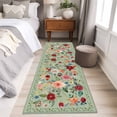 thumbnail image 4 of Sage Green Floral 2'x6' Runner Rugs for Hallway Kitchen Bedside Non Slip Washable, Spring Flowers Leaves Farmhouse Entryway Rug Runners with Rubber Backing, Long Carpet Runner for Laundry Room, 4 of 8