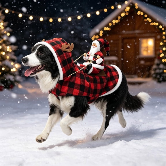 Santa Riding Pet Christmas Costume, Rider Outfit for Small Medium Large Dog, Funny 3D Santa Claus Riding Design Adjustable Saddle Fit Holiday Cosplay Clothes Parties Photos Parades (2XL)
