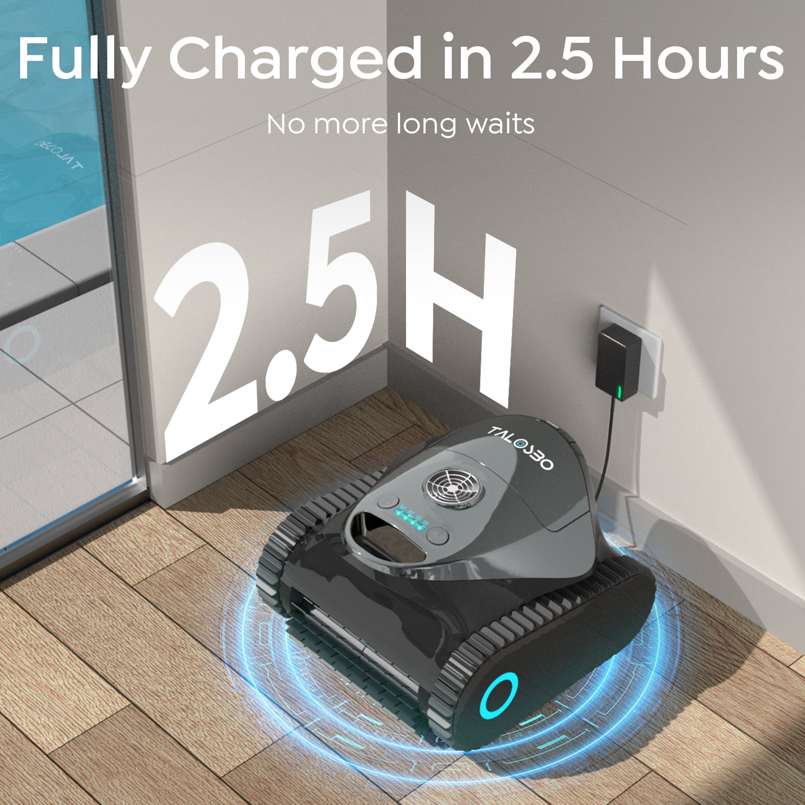 (2026 new)Talosbo C1 Cordless Robotic Pool Vacuum Cleaner with Wall &Waterline Cleaning, for Inground Pools Up to 1615 sq.ft, 180 Min,Dual Filtration, Smart Navigation, App Support
