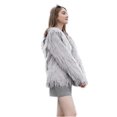thumbnail image 4 of Women's Faux Fur Coat Fluffy Shaggy Hooded Jacket, 4 of 5