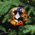 thumbnail image 5 of Black Cat Wearing A Witch Hat Christmas Ornaments Rustic Halloween 2 Side Printed Ornaments Ideal for Gifting And Collecting Ceramic Christmas Ornament Keepsake Sign Plaque, 5 of 5
