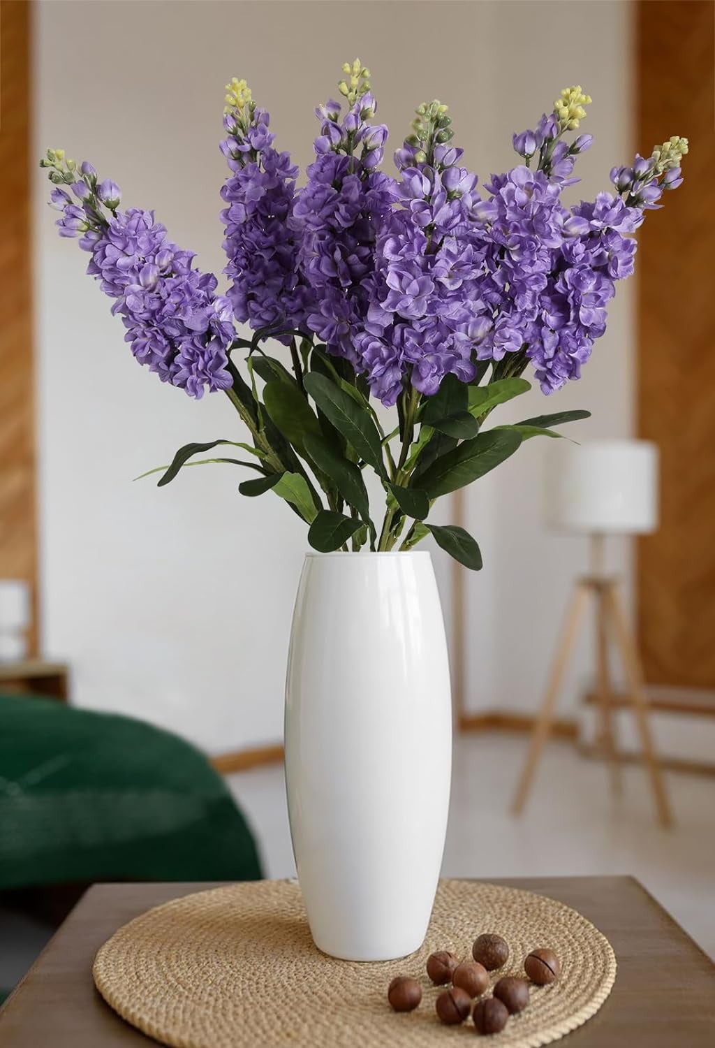 Long Stem Delphinium Artificial Flowers, Snapdragon Fake Flowers Purple Silk Flowers 3.5" Antirrhinum Majus Arrangement Decorations for Tall Vase Home Garden Wedding Decor (Dark Purple)