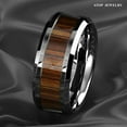 thumbnail image 5 of Tungsten Rings for Men Wedding Bands for Him Womens Wedding Bands for Her 8mm Black Wood Inlay Beveled Edge, 5 of 10