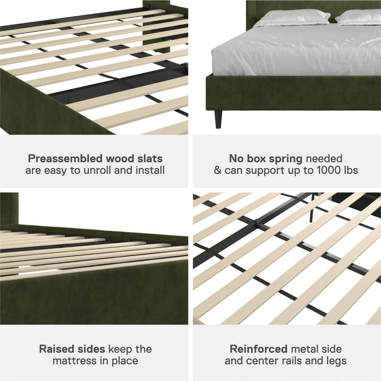 DHP Eveline Upholstered Platform Bed Frame - King Size - Walmart.com