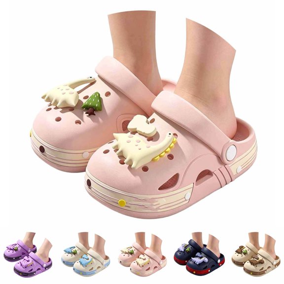 AJGRHE Summer Kids Toddler Clogs Boys Girls Dinosaur on Slides Sandals Summer Beach Pool Outdoor Water Shoes Shower Slippers Garden Clogs Pink 9.5-10Years