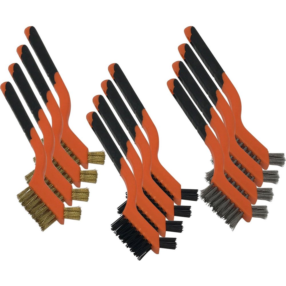 FactorDuty 12 PCS Mini Wire Brush Set Brass Nylon Stainless Steel