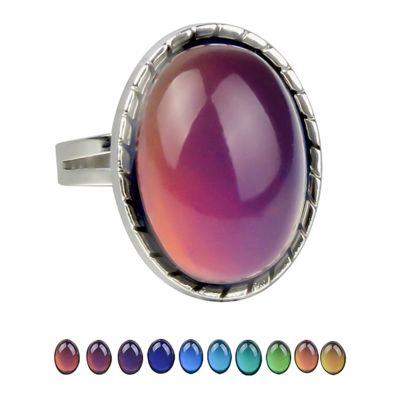 PWFE - PWFE Vintage Retro Color Change Mood Ring For Women Dainty Oval ...