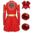 thumbnail image 4 of TiaoBug Women's School Musical Party Halloween Cheer Leader Costume Fancy Dress Uniform Outfit Red XL, 4 of 7