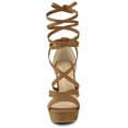 thumbnail image 2 of BLISSFUL STEP Women's Lace Up Platform Chunky High Heel Sandals, 2 of 6