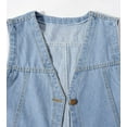 thumbnail image 5 of Chaleco vaquero sin mangas con cuello en V y botones para mujer., 5 of 5