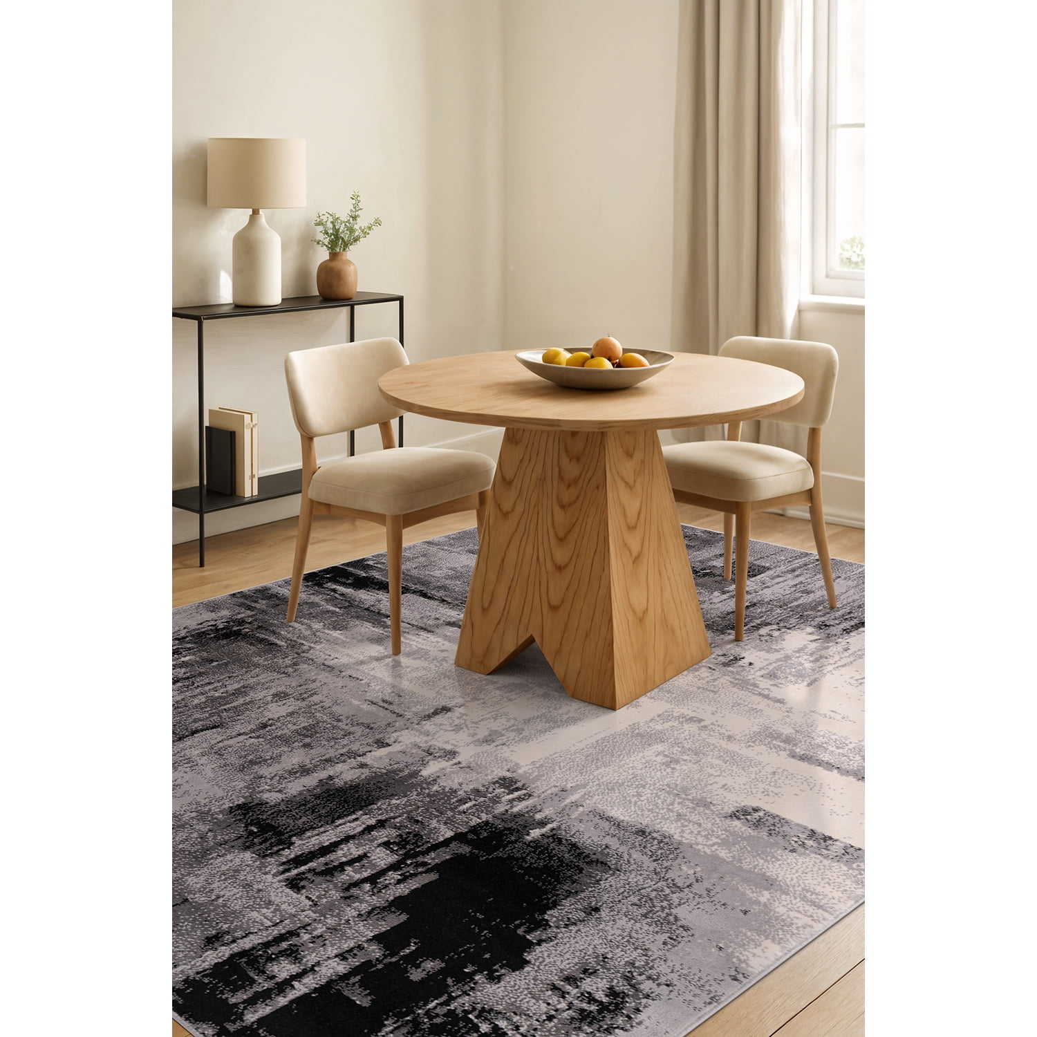 World Rug Gallery Bari Contemporary Abstract Art Area Rug - Black 5'x7'