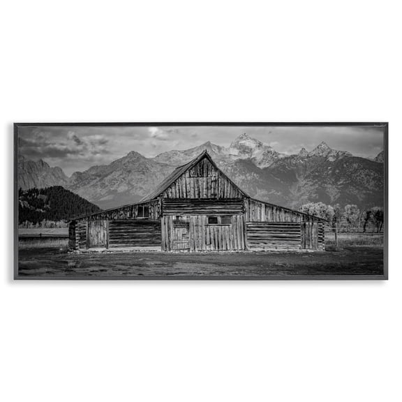 Stupell Industries Farmhouse Rural Mountain Cabin Black Framed Giclee Art, 30 x 13, by Daniel Sproul