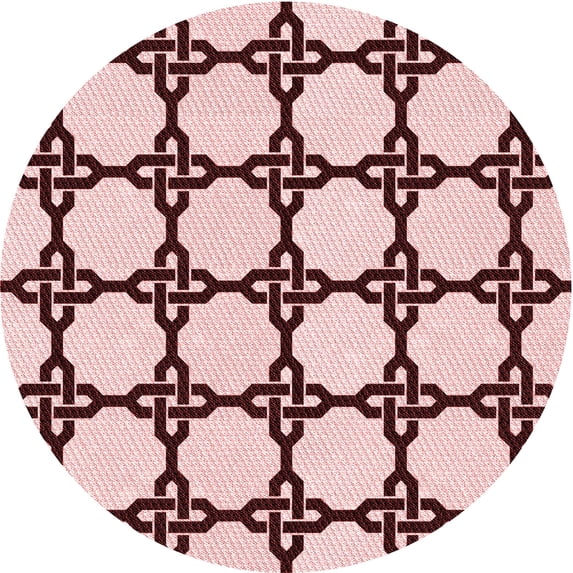 Ahgly Company Machine Washable Indoor Round Transitional Brown Red Area Rugs, 8' Round