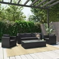 thumbnail image 1 of vidaXL 7 Piece Garden Lounge Set with Cushions Poly Rattan Black, 1 of 5