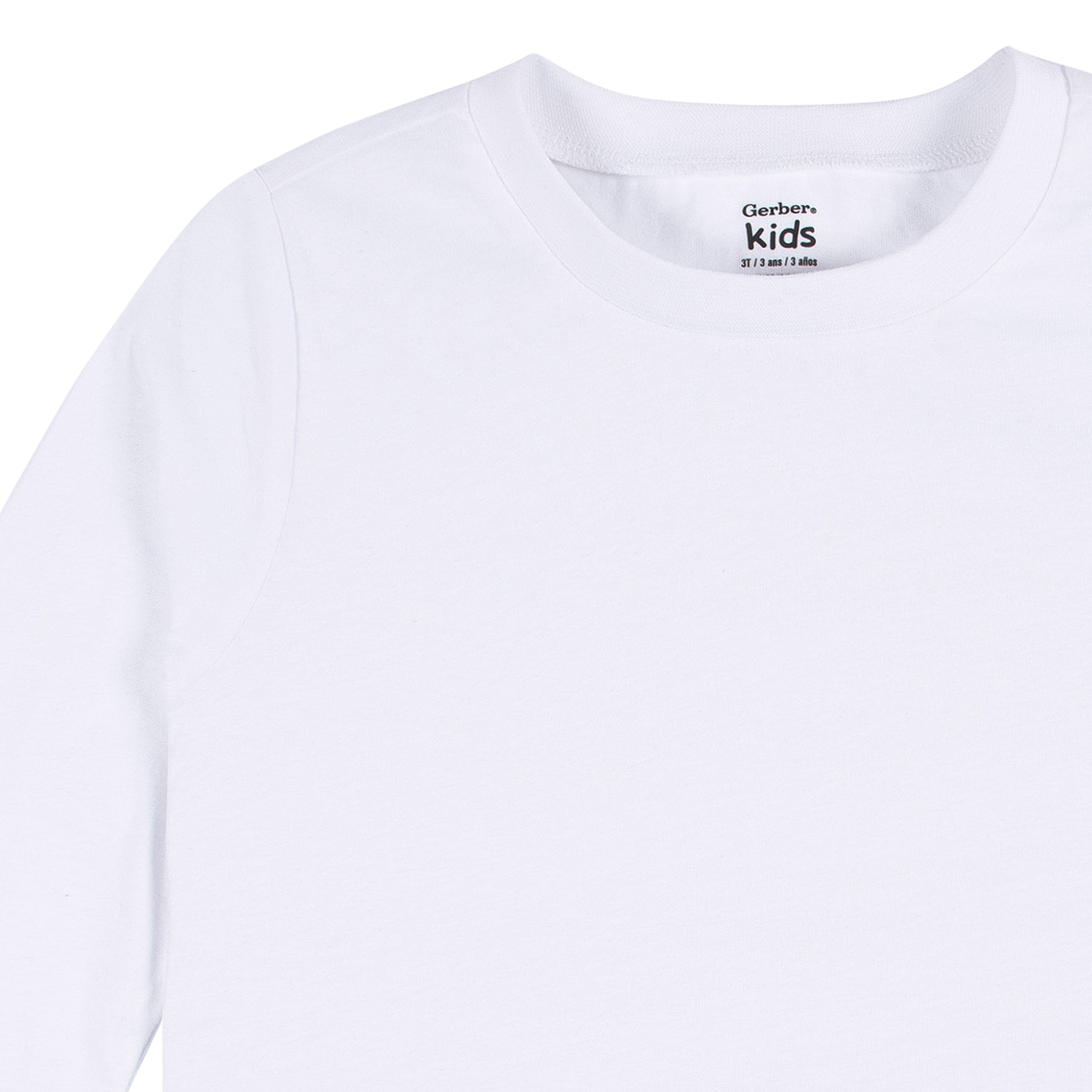 5 Pack Baby Toddler Neutral White Premium Long Sleeve T Shirts