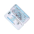 thumbnail image 1 of Decodeary Precision Protractor Set for Math Geometry Drawings 8Pcs Student Supplies blue 7.17x3.11in 1Set, 1 of 6