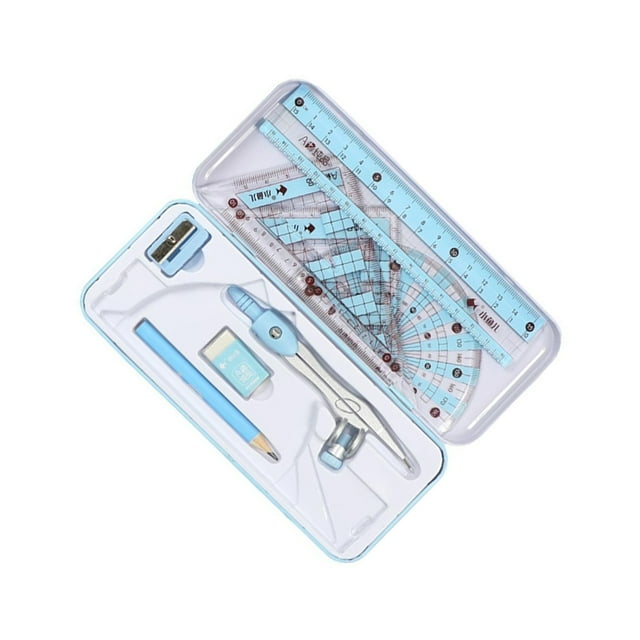 Decodeary Precision Protractor Set for Math Geometry Drawings 8Pcs Student Supplies blue 7.17x3.11in 1Set