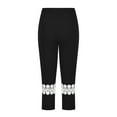 thumbnail image 6 of Stamzod Black Leggings Women Capri Pants Summer Solid Color High Waisted Capris Casual Slim Fit Stretch Capri Leggings for Women Black B XXL, 6 of 6