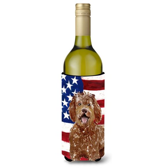 Carolines Treasures CK1726LITERK Patriotic USA Labradoodle Wine Bottle Beverge Insulator Hugger