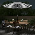 thumbnail image 2 of Abble 9' Black and White Striped Octagon Lighted Patio Umbrella, LED Lights, 2 of 5