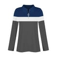 thumbnail image 6 of fatyb Women's Long Sleeve Shirts Color Block Quarter Zip Casual Tops Collar Pullover Blouses for Women, 6 of 7