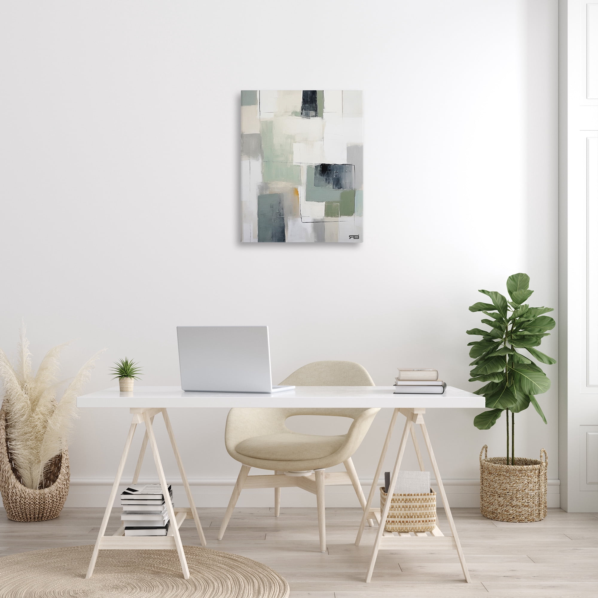 Stupell Industries Abstract Grey Shapes Abstract Painting Gallery Wrapped Canvas Art Print Wall Art, 24 x 30