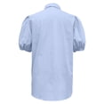thumbnail image 5 of Tops cortos con mangas abullonadas para mujer: camisa con cuello en V y botones, blusas elegantes e informales, material de poliéster, tallas S-XL de EE. UU., versátiles para el trabajo y los outfi, 5 of 5