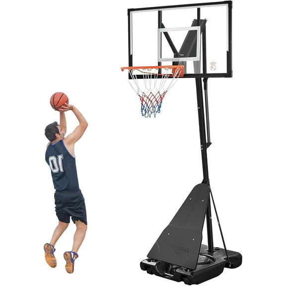 Basketball Hoop Outdoor, 5.2-10FT Height Adjustable Portable Basketball Hoops with 44 Inch Shatterproof Backboard, Basketball Goal System for Kids Youth and Adults in Backyard/Driveway/Indoor