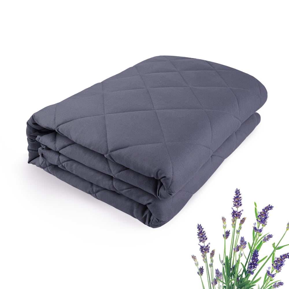 Lavender Weighted Blanket With Navy Cotton Washable Duvet Cover (48