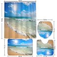 thumbnail image 5 of 4Pcs Nautical Ocean Shower Curtain Sets Sea Wooden Bathroom Set Decor with Non-Slip Rugs Bath U-Shaped Mat Toilet Lid Cover Starfish Lighthouse Bathroom Curtain Shower Set with 12 Hooks, 5 of 7