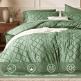 thumbnail image 3 of Davulos King Size Comforter Sets Dark Green Bed in a Bag 7 Pieces Boho Tufted Bed Set for All Seasons, Shabby Chic Embroidery Bedding with Comforter, Sheet, Pillowcases & Shams, 3 of 9