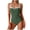 Green, variant on One Piece Swimsuit Women Wide Shoulder Strap Small V Neck Design Color Block Bathing Suits Athletic Modest Swimwear Red