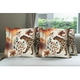 thumbnail image 5 of Ambesonne Leopard Throw Pillow Cover Pack of 4, Wild Autumn Woodland Art, 4 Pcs-24" x 24", Burnt Sienna Amber and Grey, 5 of 5
