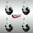 thumbnail image 2 of 5 Inch SS Hard Rubber Wheel Swivel ½ Inch Threaded Stem Caster Set Brake SCC, 2 of 2