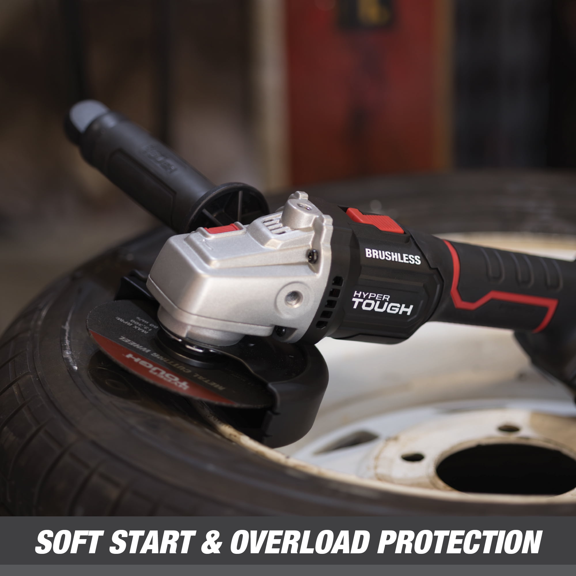 Hyper Tough 20V Max Brushless 4.5-inch Cordless Angle Grinder with 4.0Ah Lithium-Ion Battery and Charger