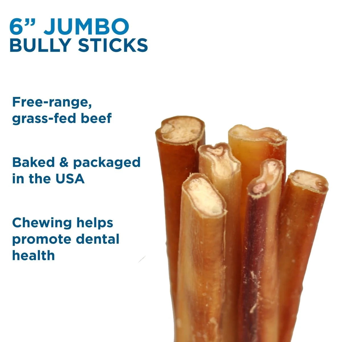 Best Bully Sticks 6 Inch Jumbo Bully Sticks for Dogs - 12 Count (Pack of 1) - Natural Grass-Fed Beef, Single Ingredient, Grain and Rawhide Free Chew, Large Breeds