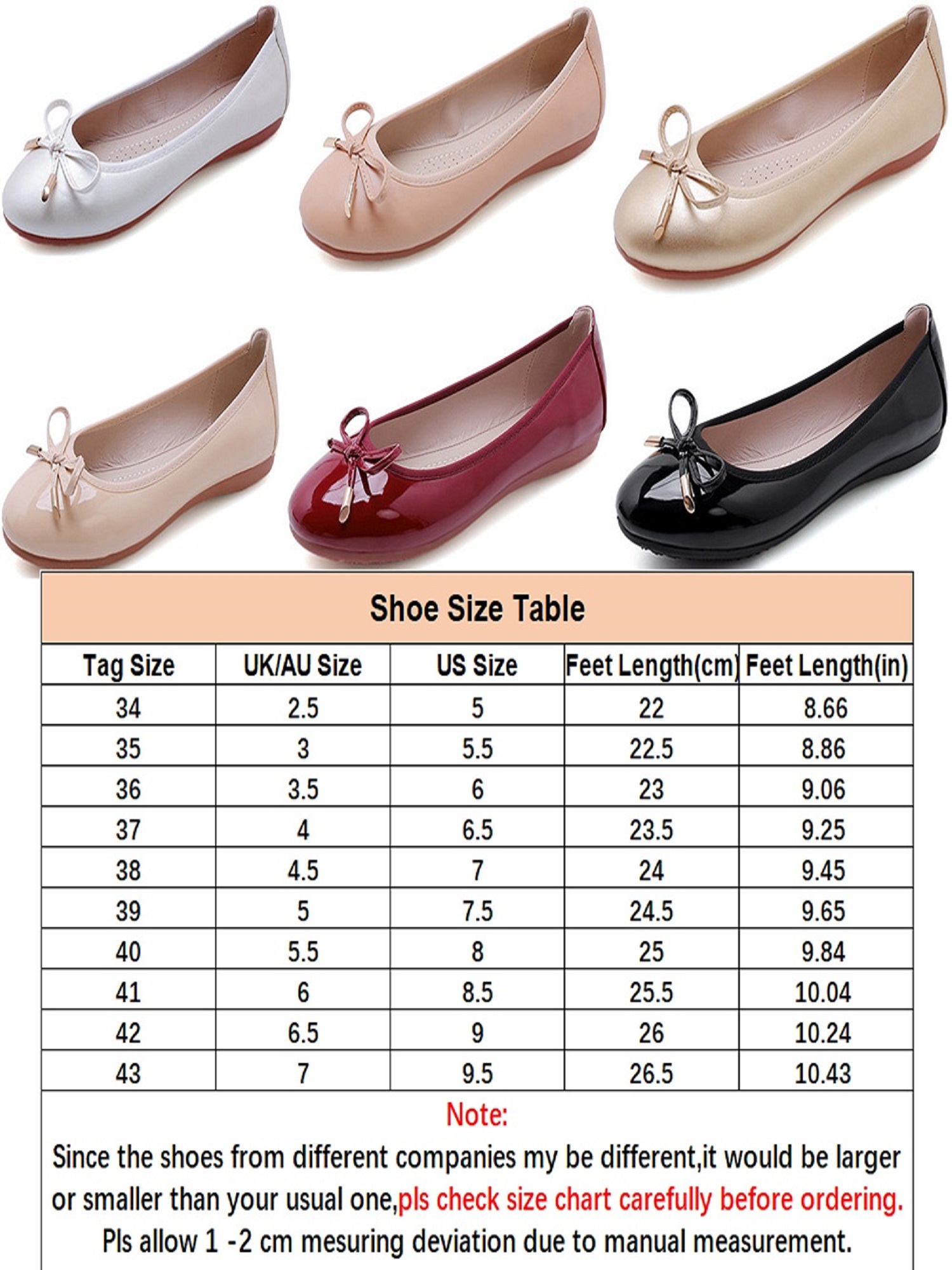 Wazshop Womens Ballet Ballerina Dolly Pumps Ladies Flat Slip On Loafers Leather Shoes Girls Dress Dance Shoes - image 2 of 3