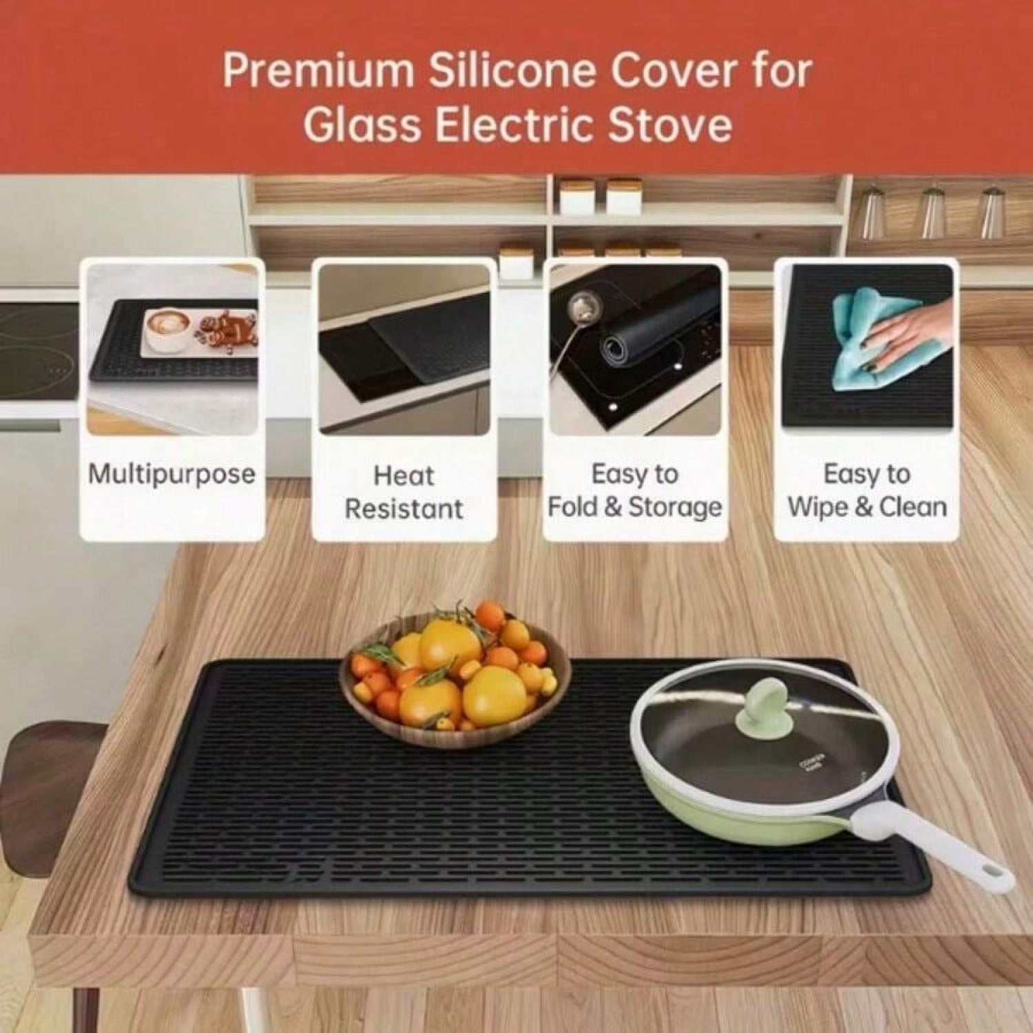 1pc Silicone Stove Top Covers - Heat Resistant, Non-Slip, Easy Clean - For Electric Stove, Glass Top Stove - Kitchen Accessories - Perfect Gift For Housewarming