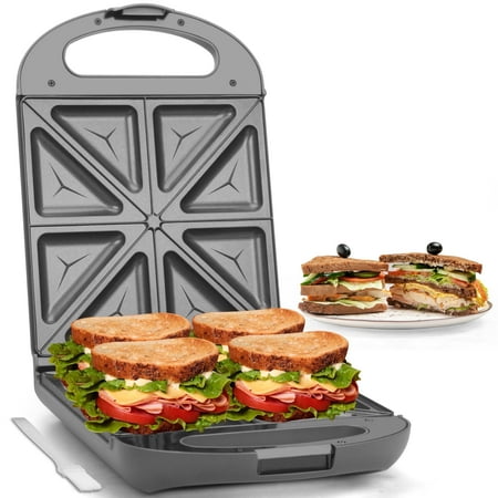 Mailand 4-Slice Breakfast Sandwich Maker Press, Mini Grill Cheese Maker, Panini Press, for Kitchen, Indicator Light & Non-Stick, 1000W, Graphite