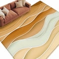 thumbnail image 2 of 6'x9' Area Rugs, Yellow Brown Indoor Outdoor Area Rug for Living Room Bedroom, Gradient Wave Stripes Modern Geometric Washable Bathroom Rugs Kitchen Floor Carpet Mats Home Decor Aesthetic, 2 of 8