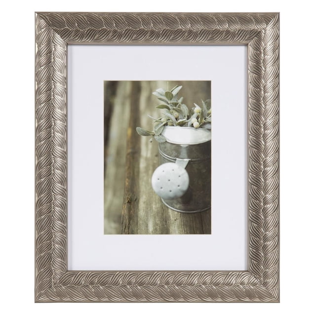 DesignOvation Sianna 8" x 10" Matted to 5" x 7" Silver Tabletop Picture Frame