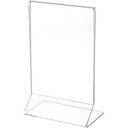 Plymor Clear Acrylic Sign Display / Literature Holder (Side-Load), 5" W x 7" H (3 Pack)
