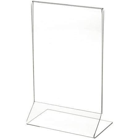 Plymor Clear Acrylic Sign Display / Literature Holder (Side-Load), 5" W x 7" H (2 Pack)