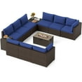 thumbnail image 1 of Gymax 12 PCS Outdoor Patio Wicker Sectional Sofa Set w/ 32'' Propane Fire Pit Table Tank Holder Navy, 1 of 6