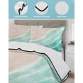 thumbnail image 4 of Quilts Queen Size Bedding Set, Turquoise Waves Coastal Lightweight Quilted Comforter, Summer Beach Ocean Seaside Soft Reversible Bedspread Coverlet with Pillow Covers for All Season, 90" x 96", 4 of 7