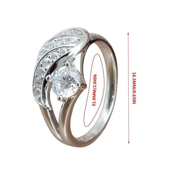 Openpig Round Elegance Angel Wings Valentine's Day Ring Bridal Zircon Diamond Engagement Wedding Ring