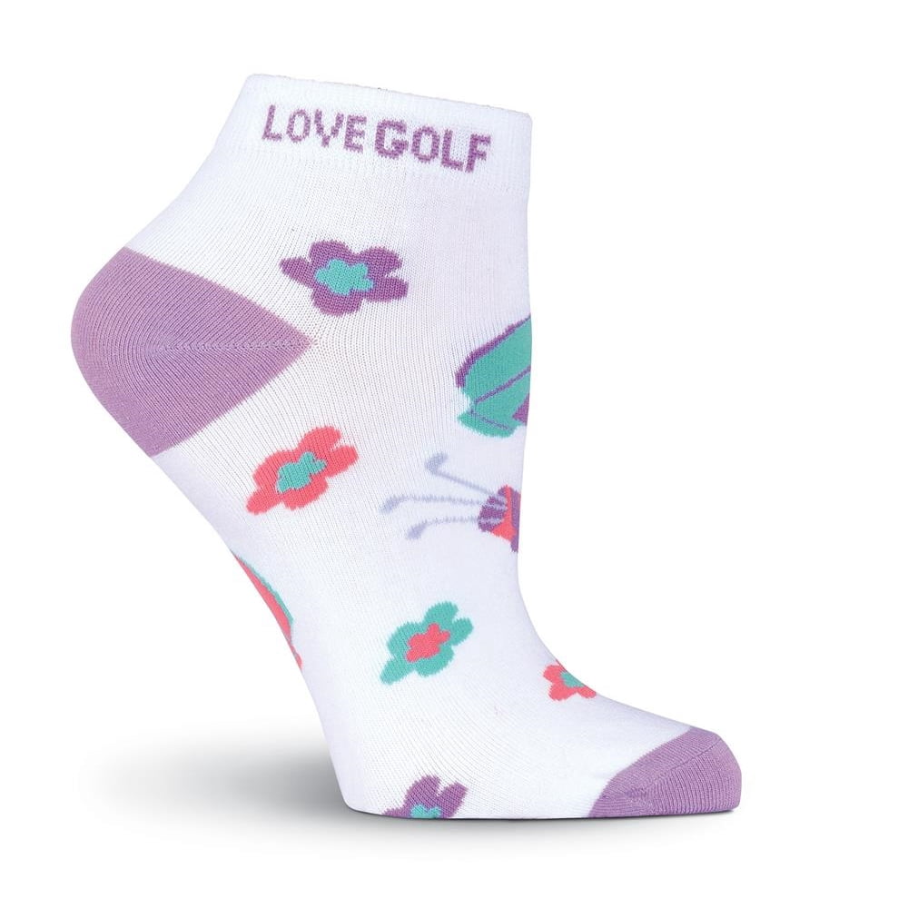 K. Bell Socks K. Bell I Love Golf No Show Socks, White